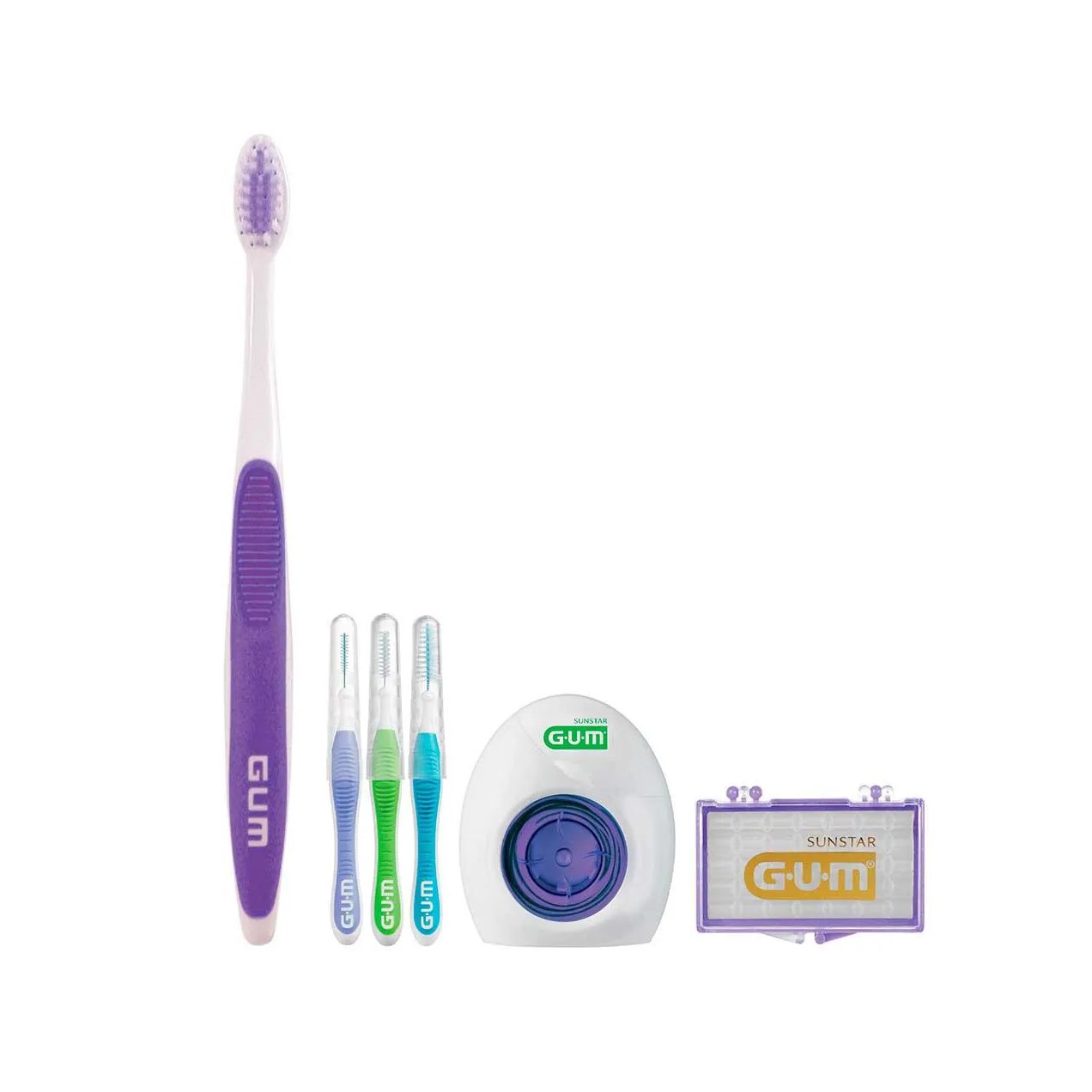 Kit G.U.M Orthodontic Escova de dente + 3 Escovas Interdentais + 5 Bastões de Cera + 5 Fios Dentais