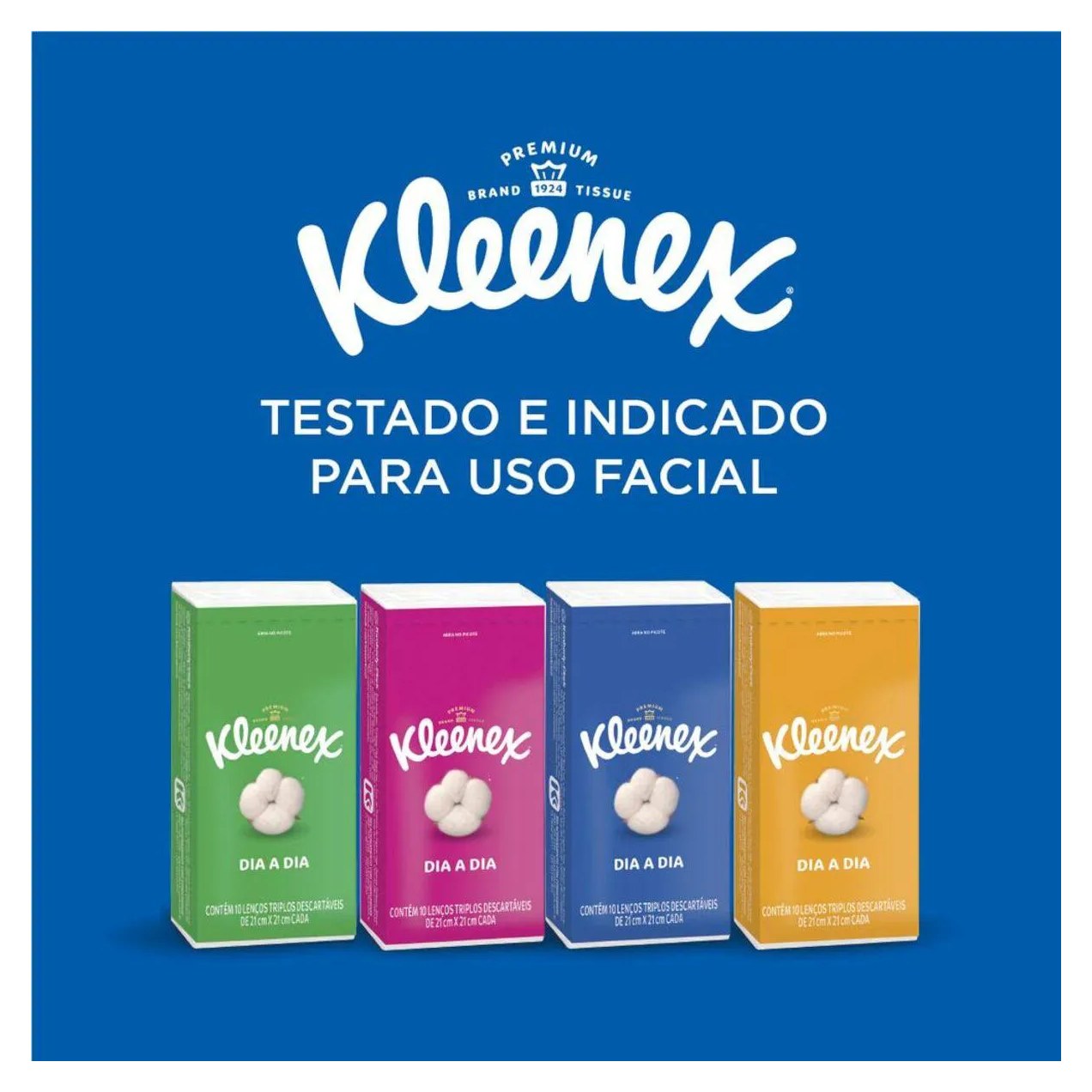 Kit Lenços de Papel de Bolso Kleenex Dia a Dia Folha Tripla com 4 pacotes de 10 folhas cada