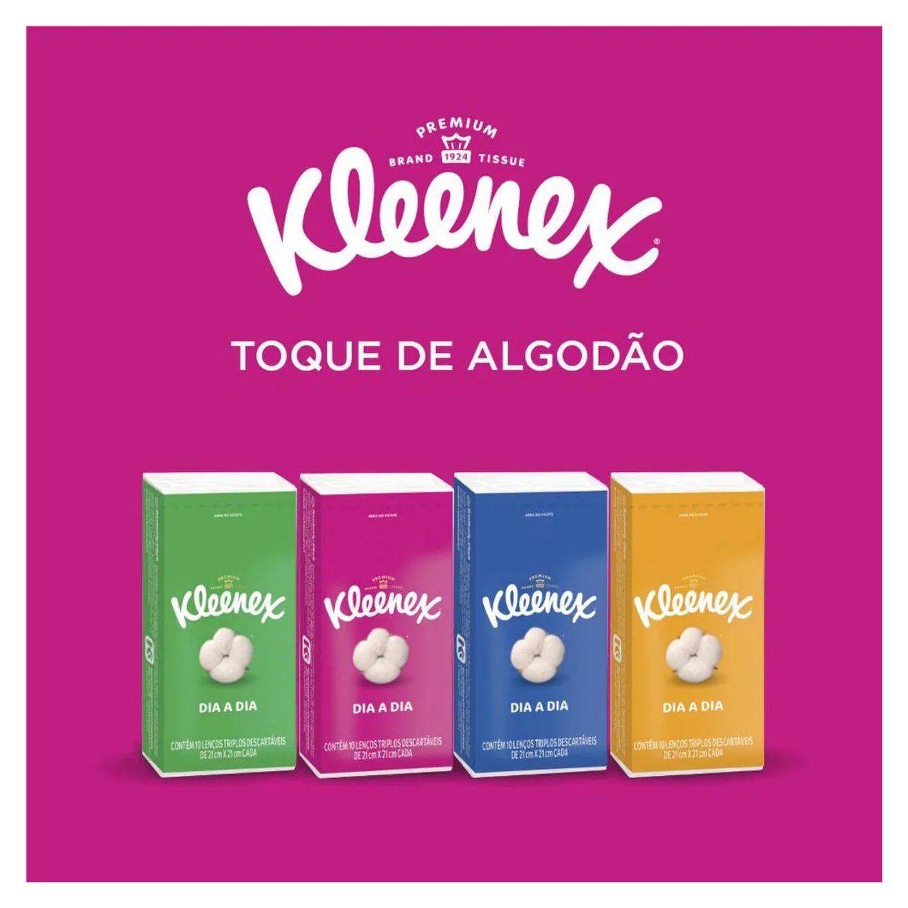 Kit Lenços de Papel de Bolso Kleenex Dia a Dia Folha Tripla com 4 pacotes de 10 folhas cada