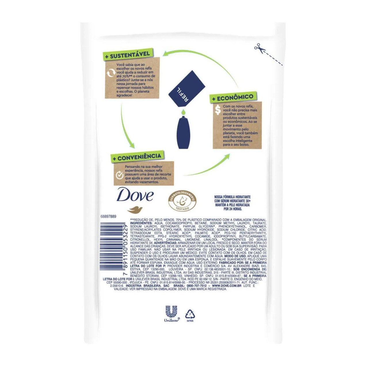 Refil Sabonete Líquido Corporal Dove Nutrição Profunda com 200ml