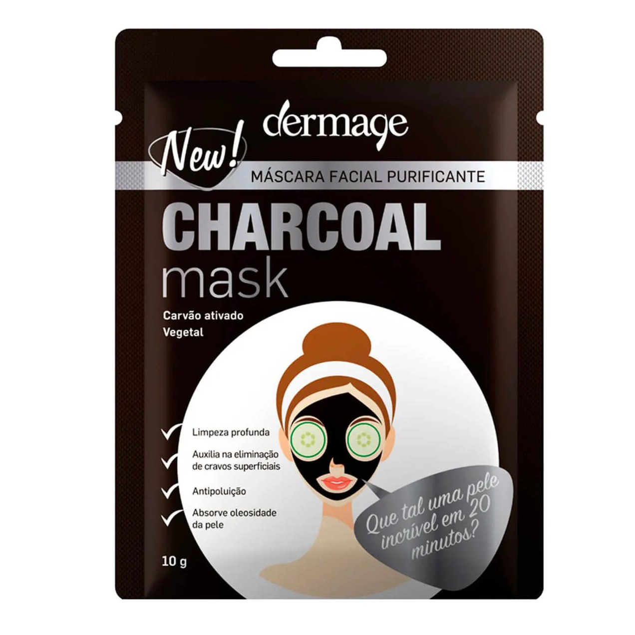 Máscara Facial Purificante Charcoal Mask Carvão Ativado Vegetal com 1 unidade