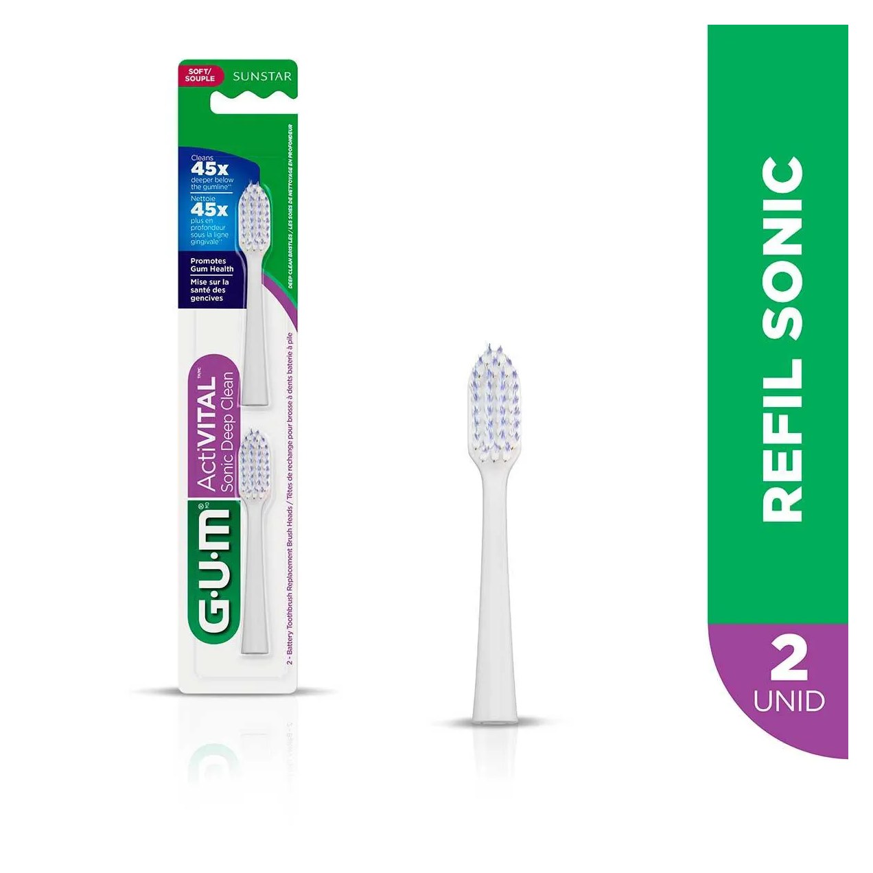 Refil Escova de Dente ActiVITAL Sonic Deep Clean com 2 unidades