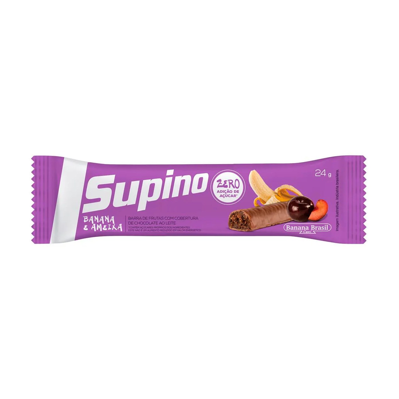Barra de Fruta Supino Sabor Chocolate com Recheio de Banana e Ameixa com 24g