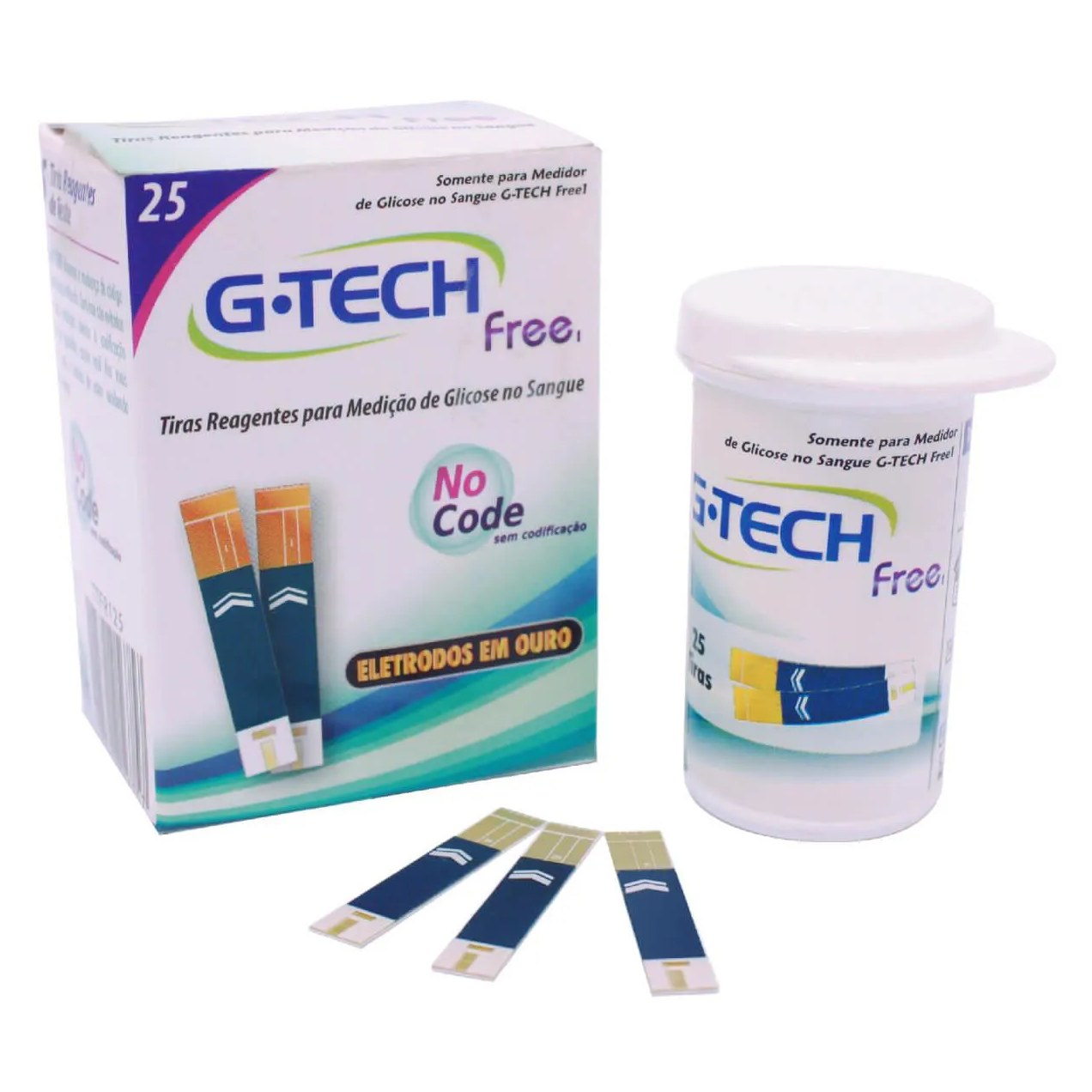 Tiras Reagentes para Medição de Glicose G-Tech Free1 25 unidades