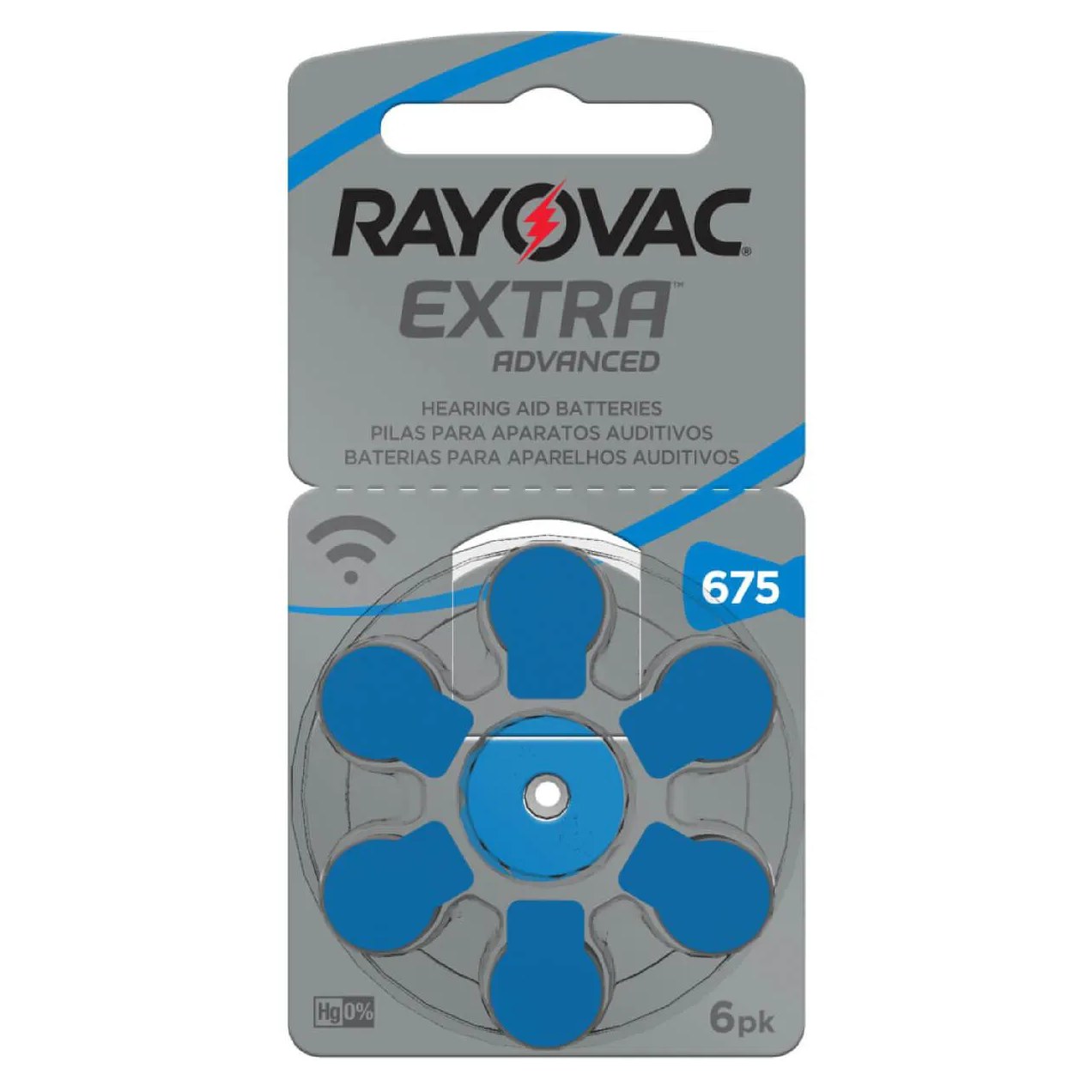 Pilha para Aparelho Auditivo 675 Rayovac Extra Advanced com 6 unidades