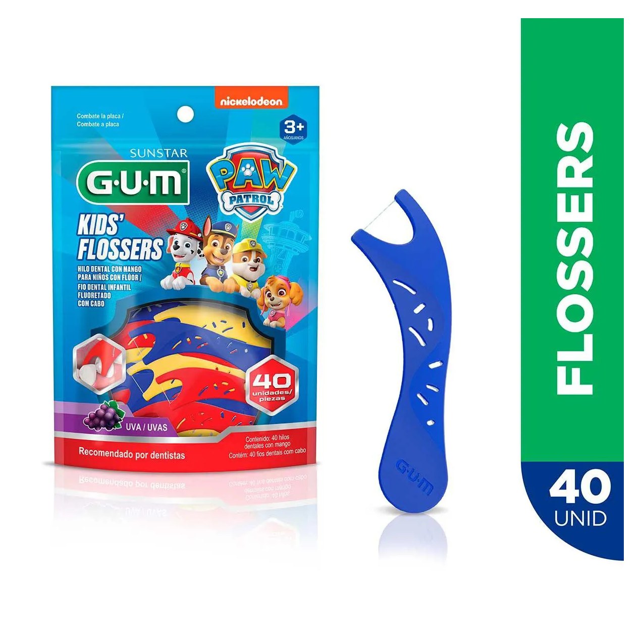 Flosser Infantil para Limpeza dos Dentes G.U.M Patrulha Canina com 40 unidades