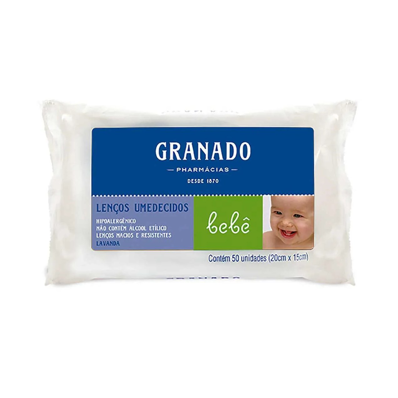 Lenço Umedecido Granado Bebê Lavanda Hipoalergênico Sem Álcool 50 unidades