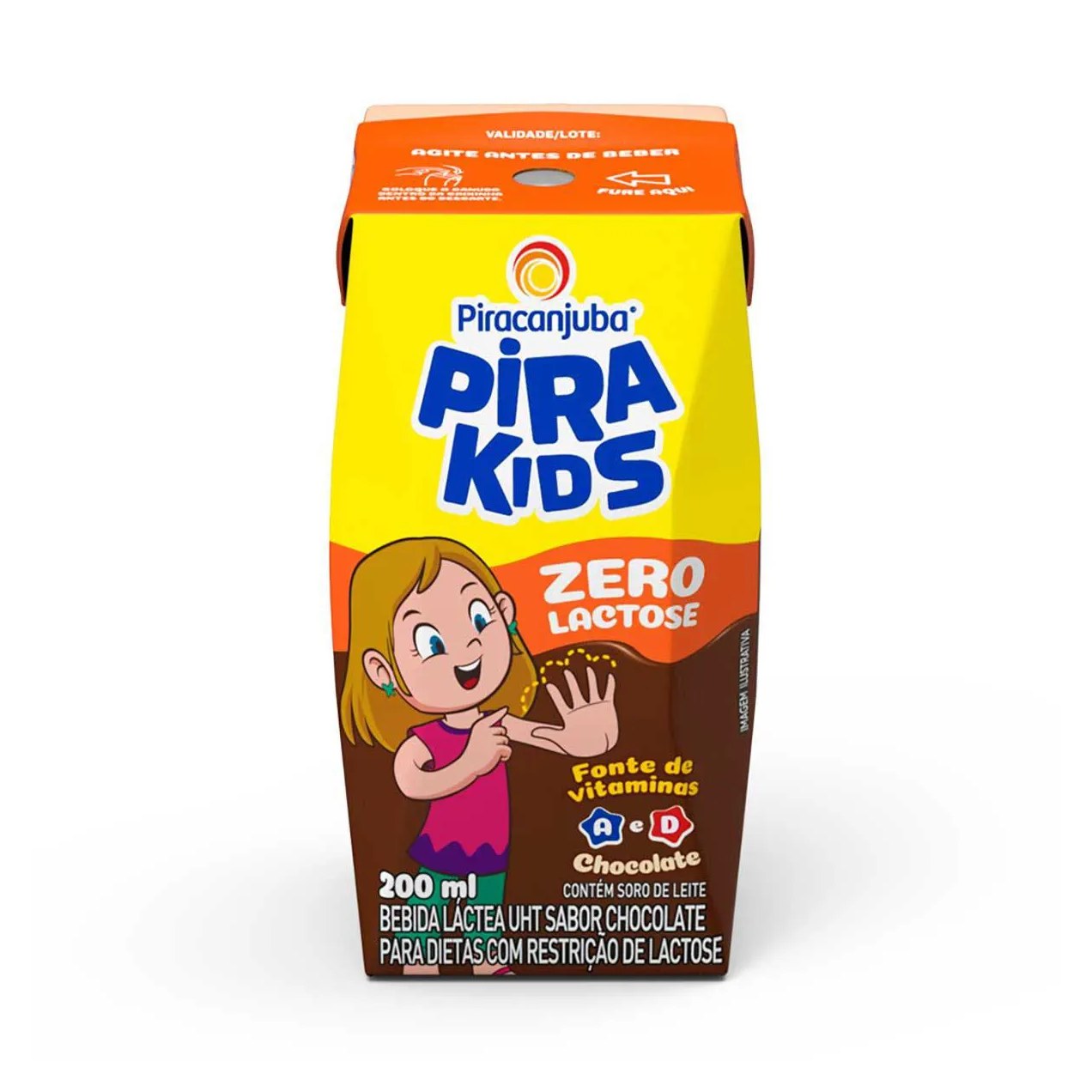 Pirakids Bebida Láctea Zero Lactose Chocolate com 200ml
