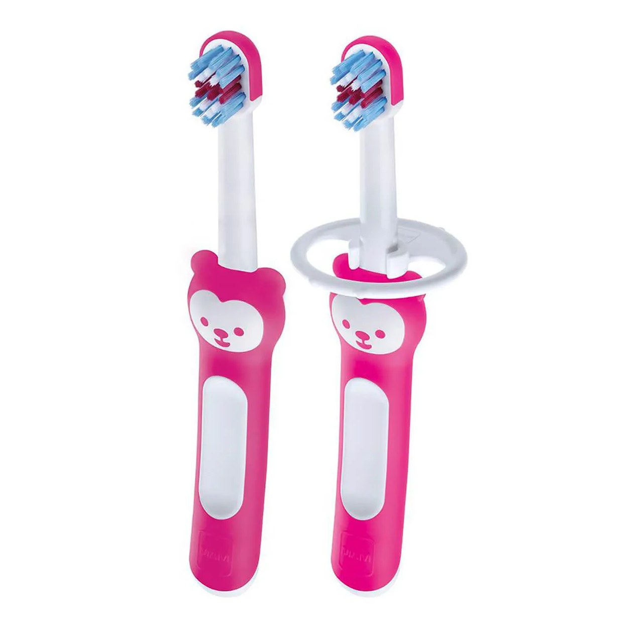 Kit Escova de Dente MAM Babys's Brush 6 Meses+ Rosa com 2 unidades