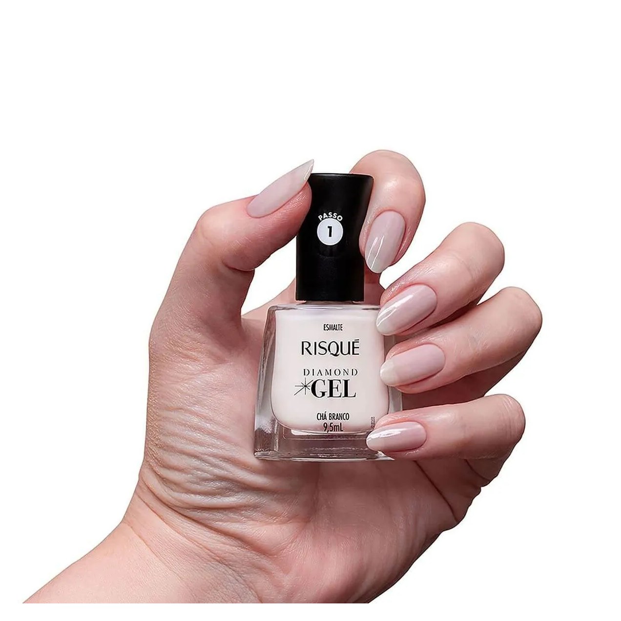 Esmalte Risqué Diamond Gel Chá Branco Hipoalergênico com 9,5ml