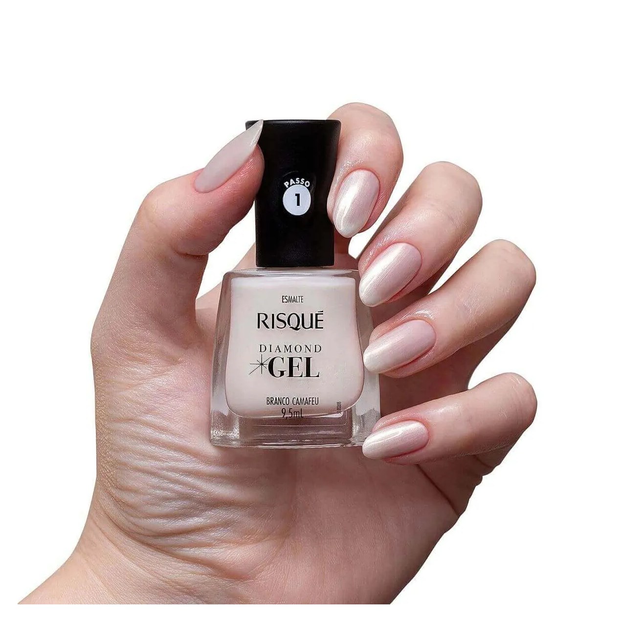 Esmalte Risqué Diamond Gel Branco Camafeu Hipoalergênico com 9,5ml