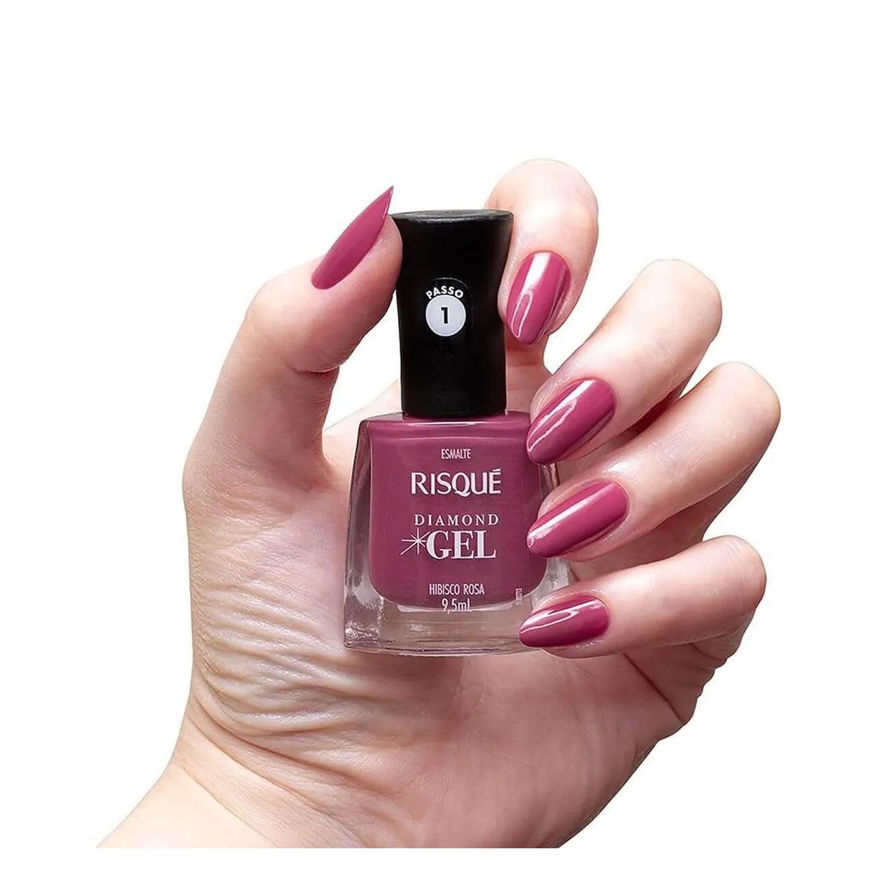 Esmalte Risqué Diamond Gel Hibisco Rosa Hipoalergênico com 9,5ml