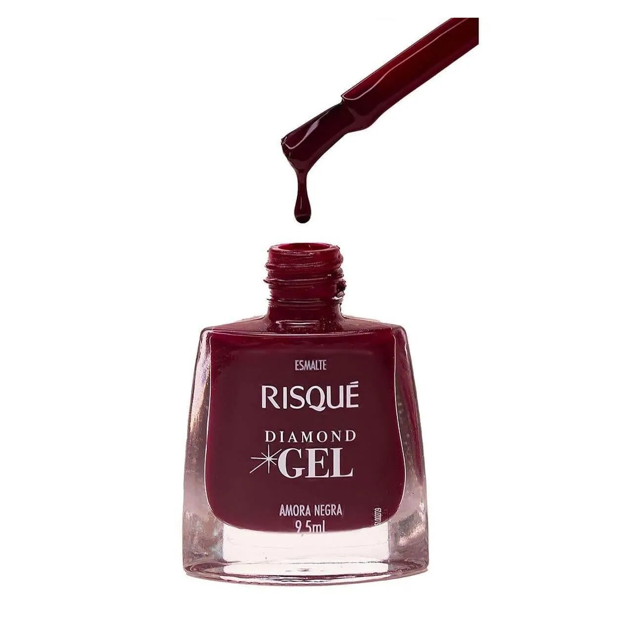 Esmalte Risqué Diamond Gel Amora Negra Hipoalergênico com 9,5ml