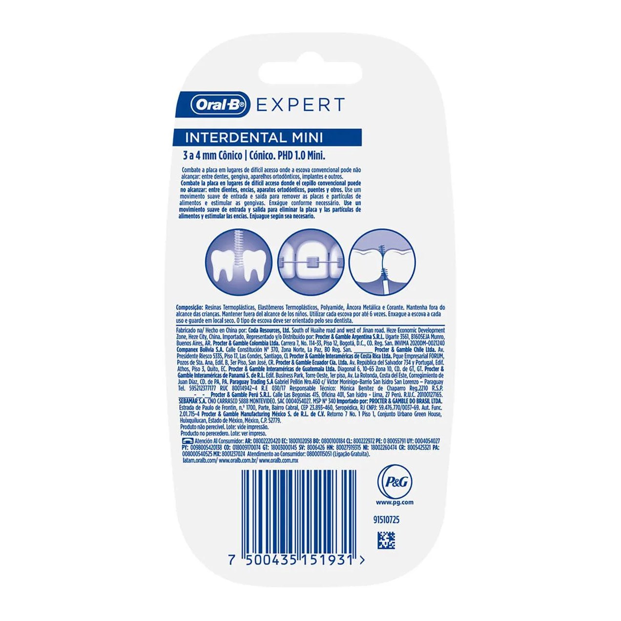 Escova de Dente Interdental Oral-B Expert Mini 3 a 4mm com 10 unidades