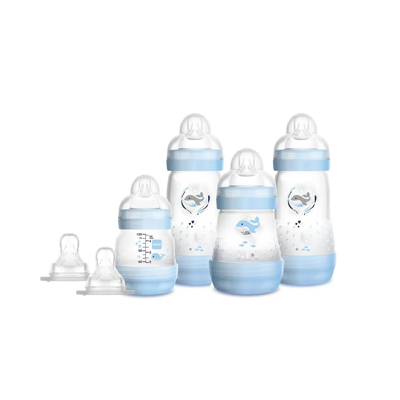 Kit Mamadeira MAM Easy Start Gift Set Anticólica Azul - 4 Mamadeiras e 2 Bicos