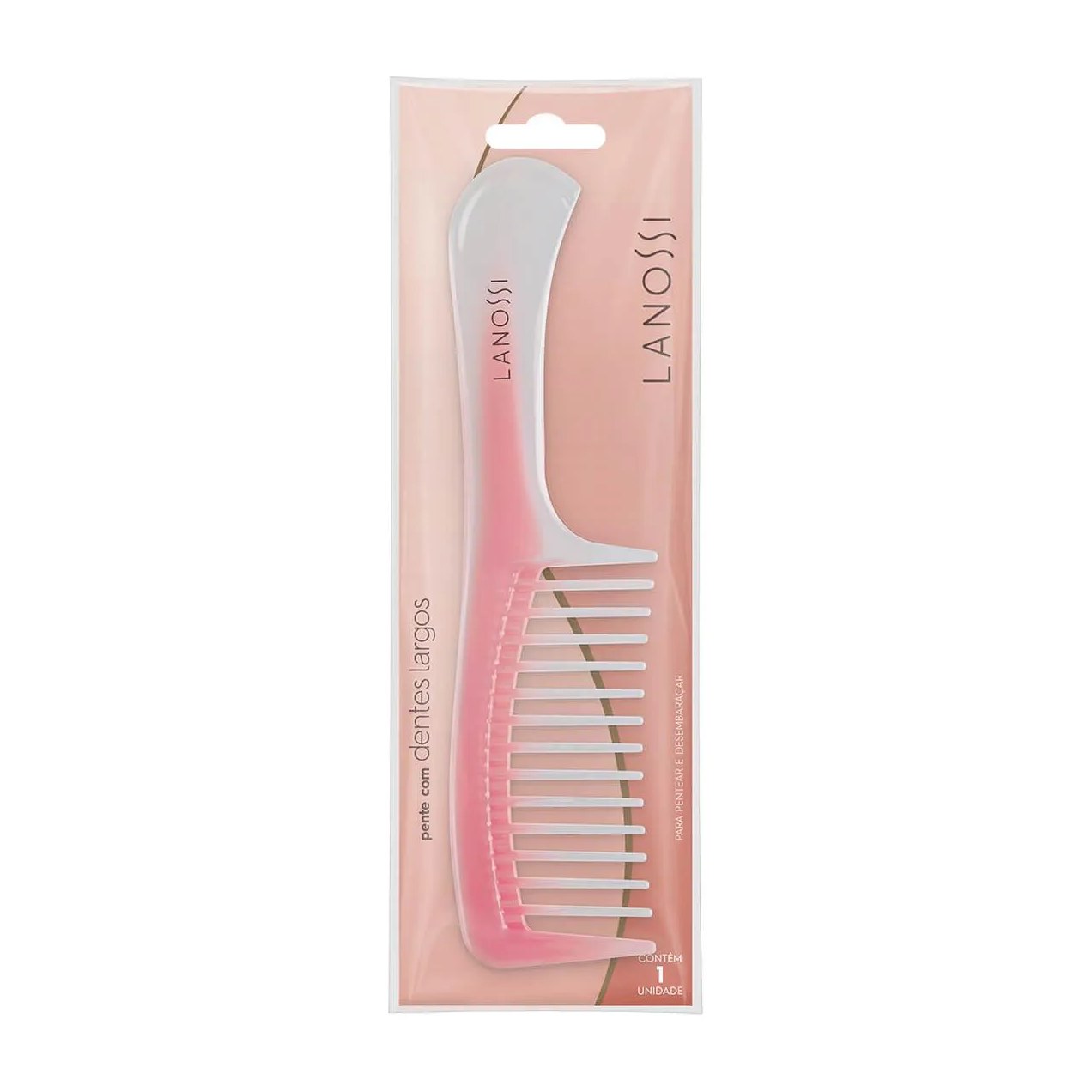 Pente de Cabelo Lanossi Rosa Largo - 1 unidade