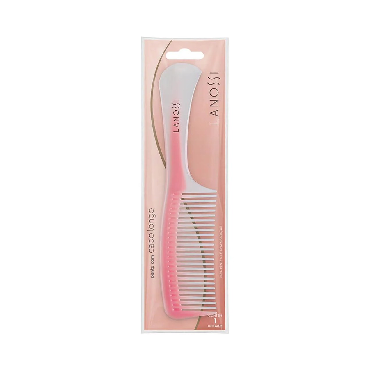 Pente de Cabelo Lanossi Rosa Longo - 1 unidade
