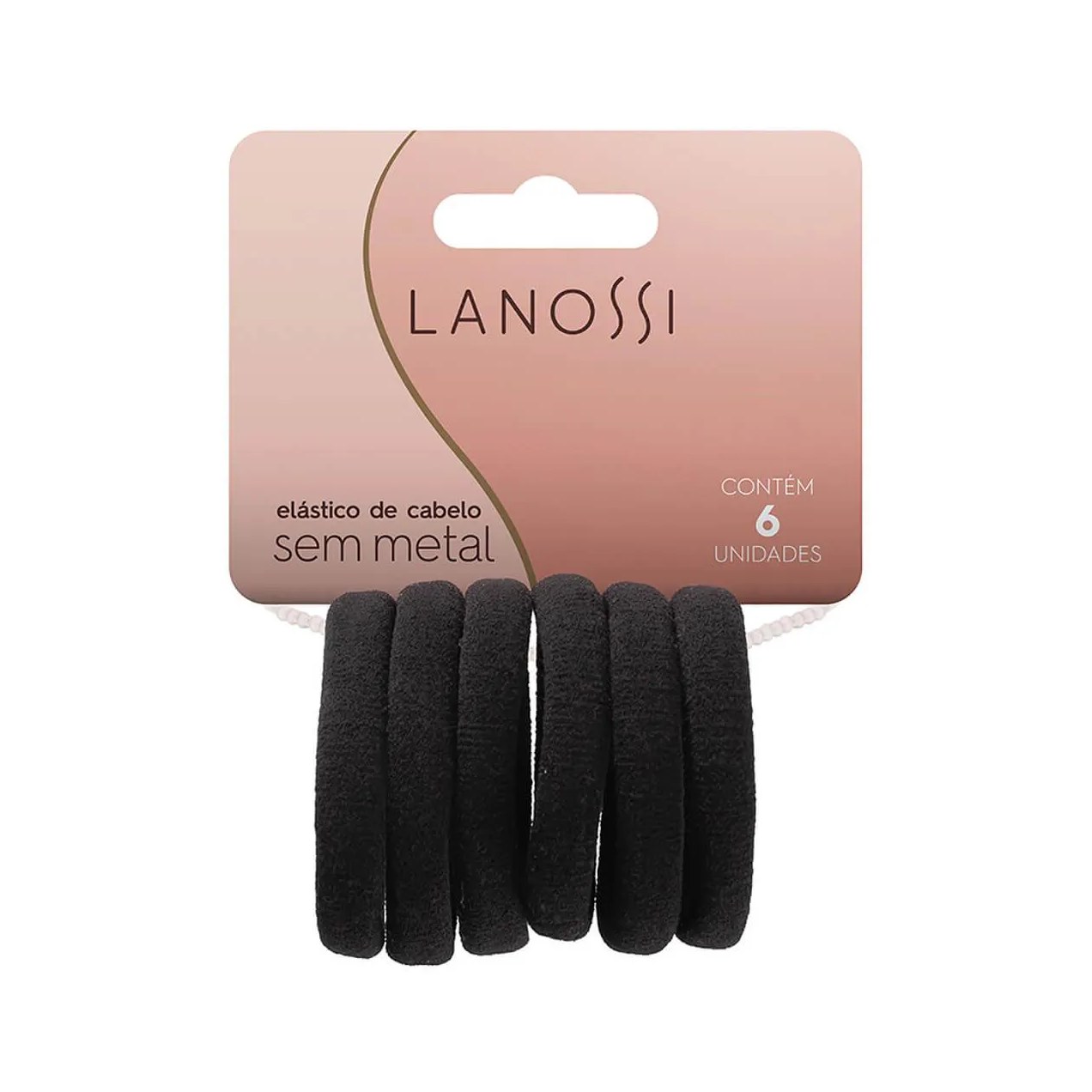 Elástico de Cabelo Lanossi Preto - 6 unidades