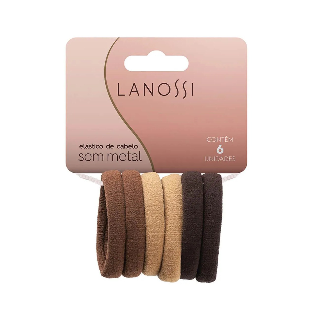 Elástico de Cabelo Lanossi Capuccino - 6 unidades