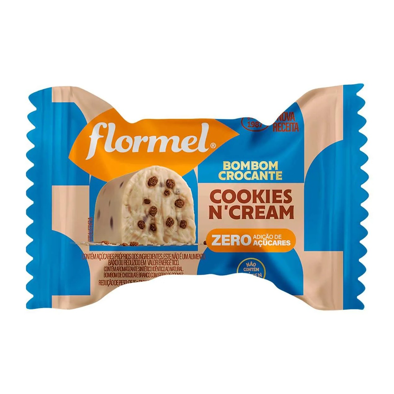 Bombom Flormel Cookies N'Cream Zero Açúcar com 12g