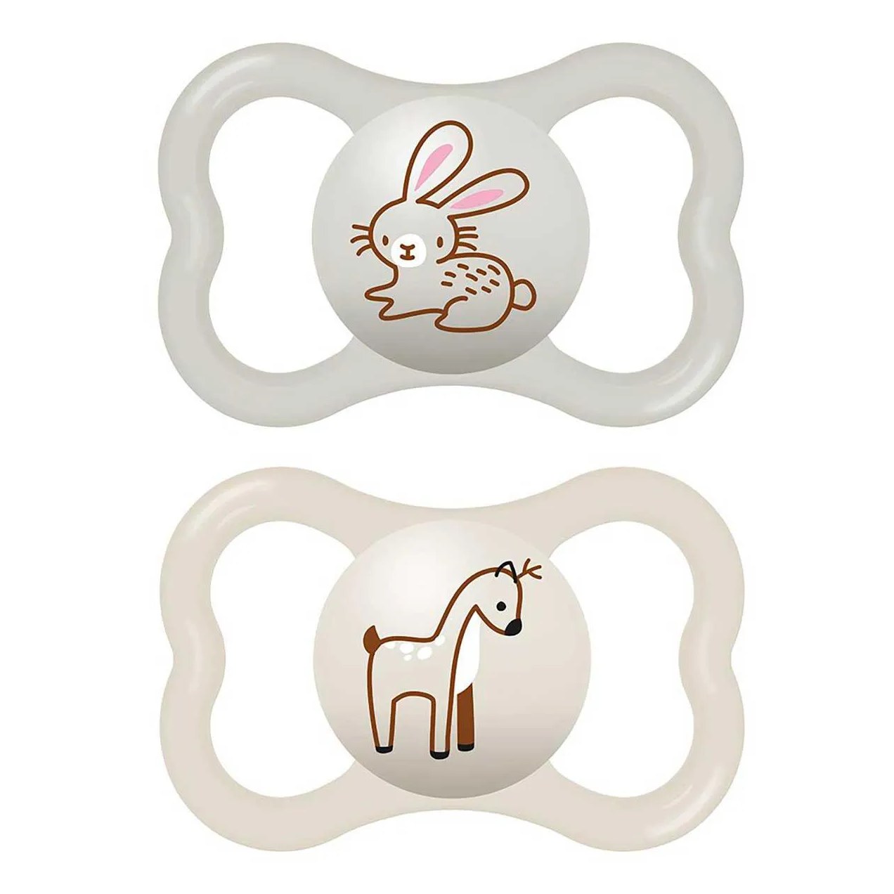 Kit Chupeta MAM Air Cores Cinza e Amarela Tamanho 3 - maiores de 16 meses com 2 unidades
