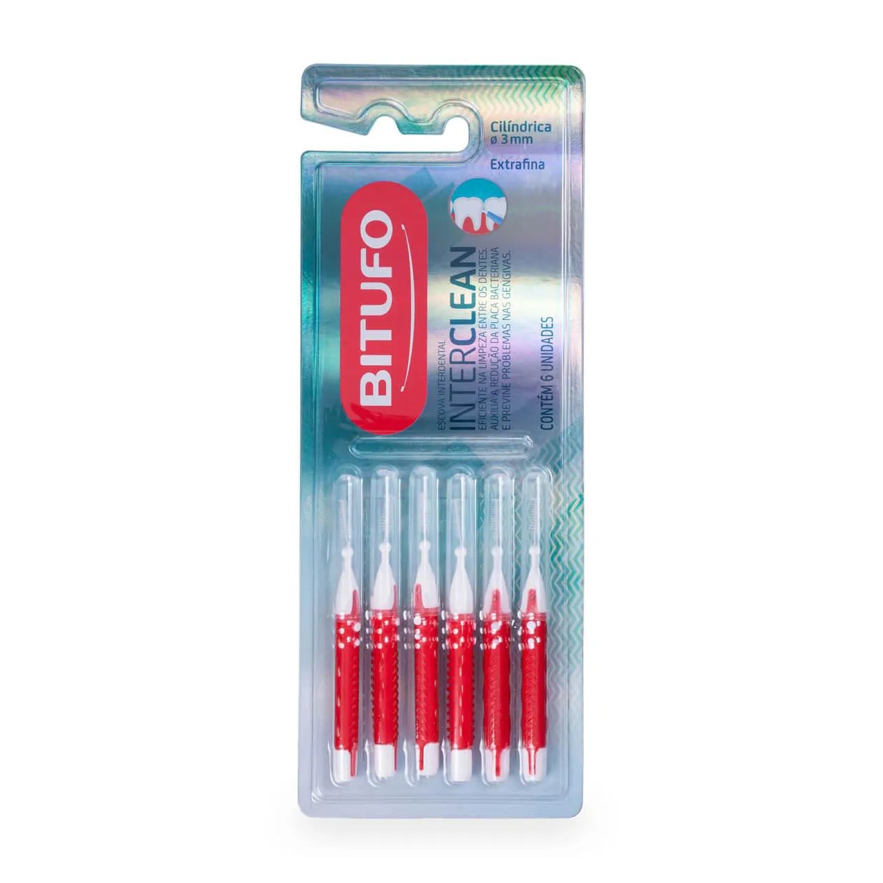 Escova de Dente Interdental Bitufo Interclean Extrafina Cilíndrica com 6 unidades