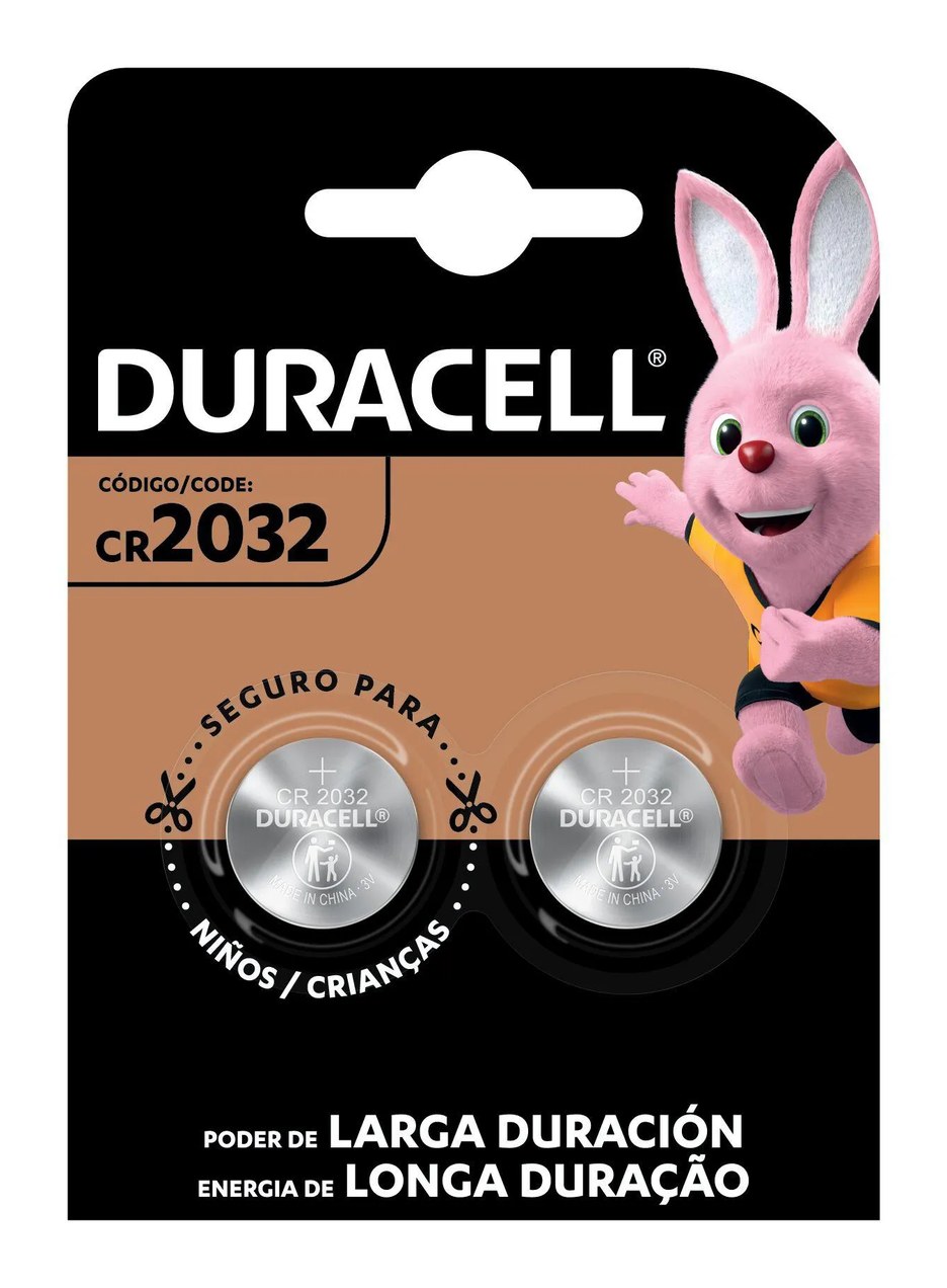 Pilha de Lítio Duracell Tipo Moeda Bateria CR2032 2 unidades