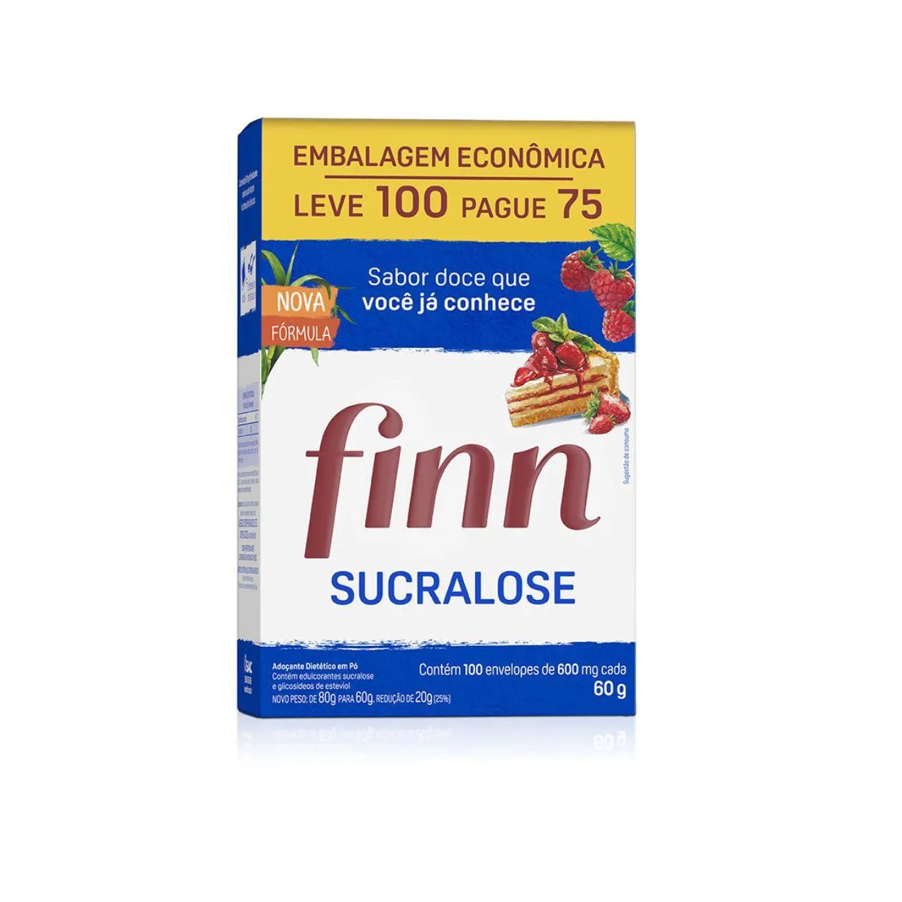 Adoçante em Pó Finn Sucralose 100 envelopes de 600 mg