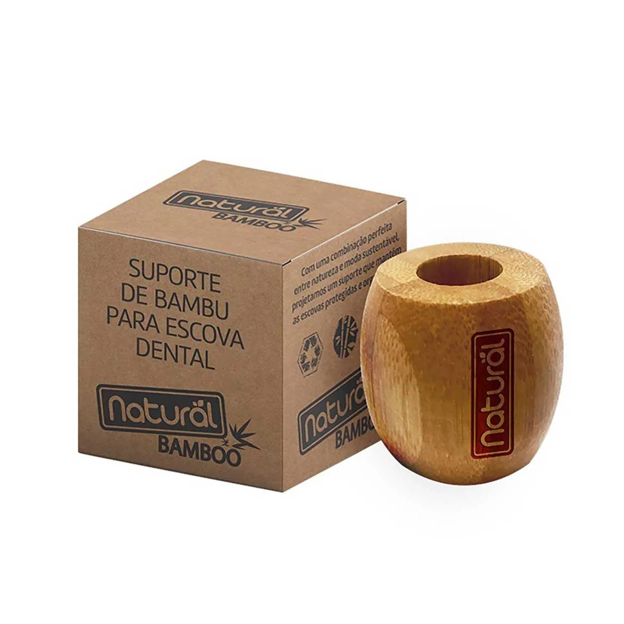 Suporte de Bambu para Escova de Dente Natural Bamboo com 1 Unidade