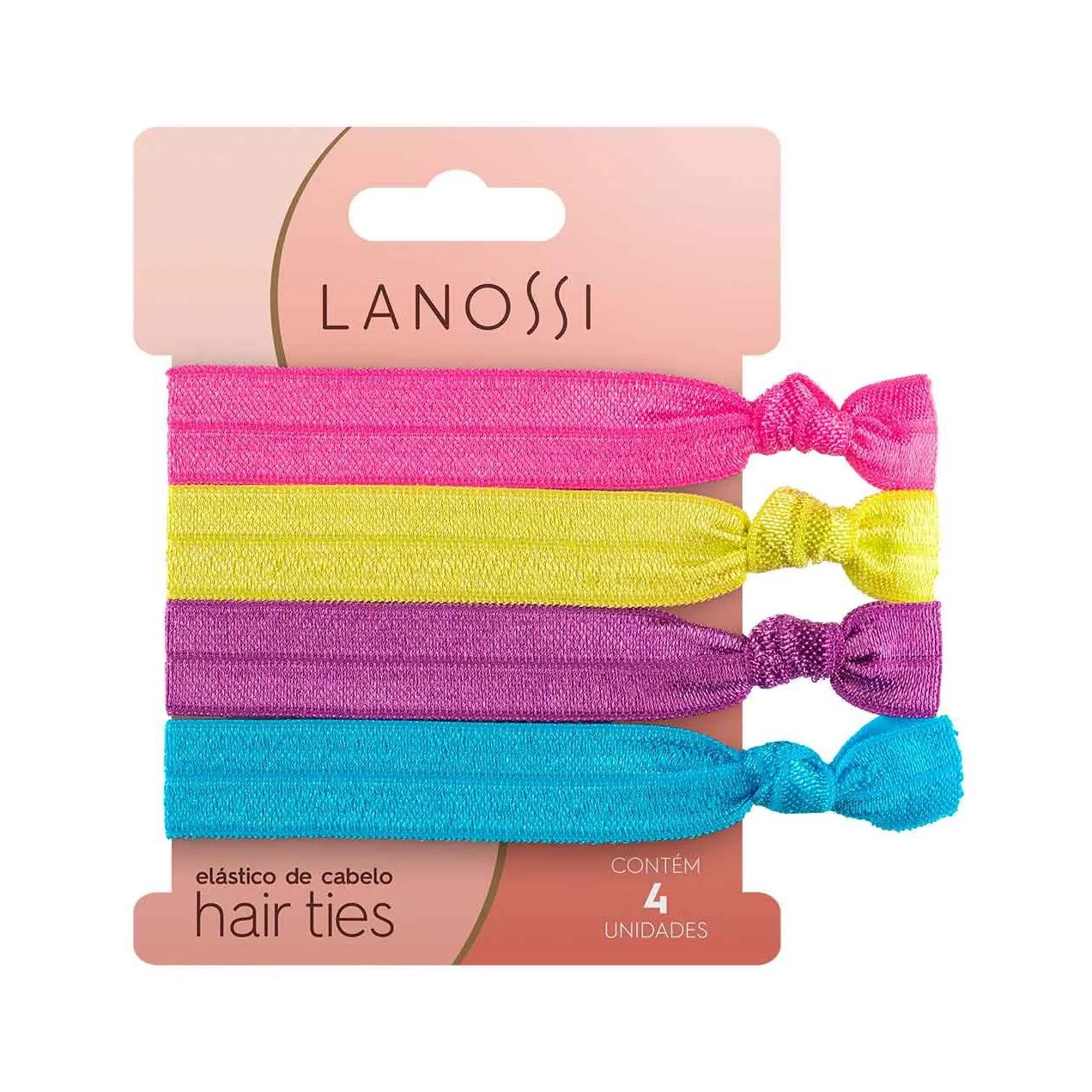 Conjunto de Elástico de Cabelo Lanossi Hair Ties Neon com 4 Unidades