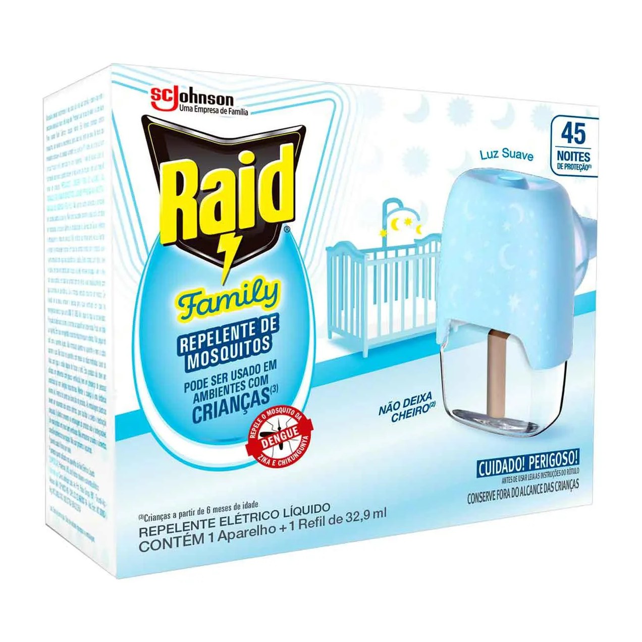 Kit Repelente Elétrico Raid Family 45 Noites Aparelho + Refil com 32,9ml