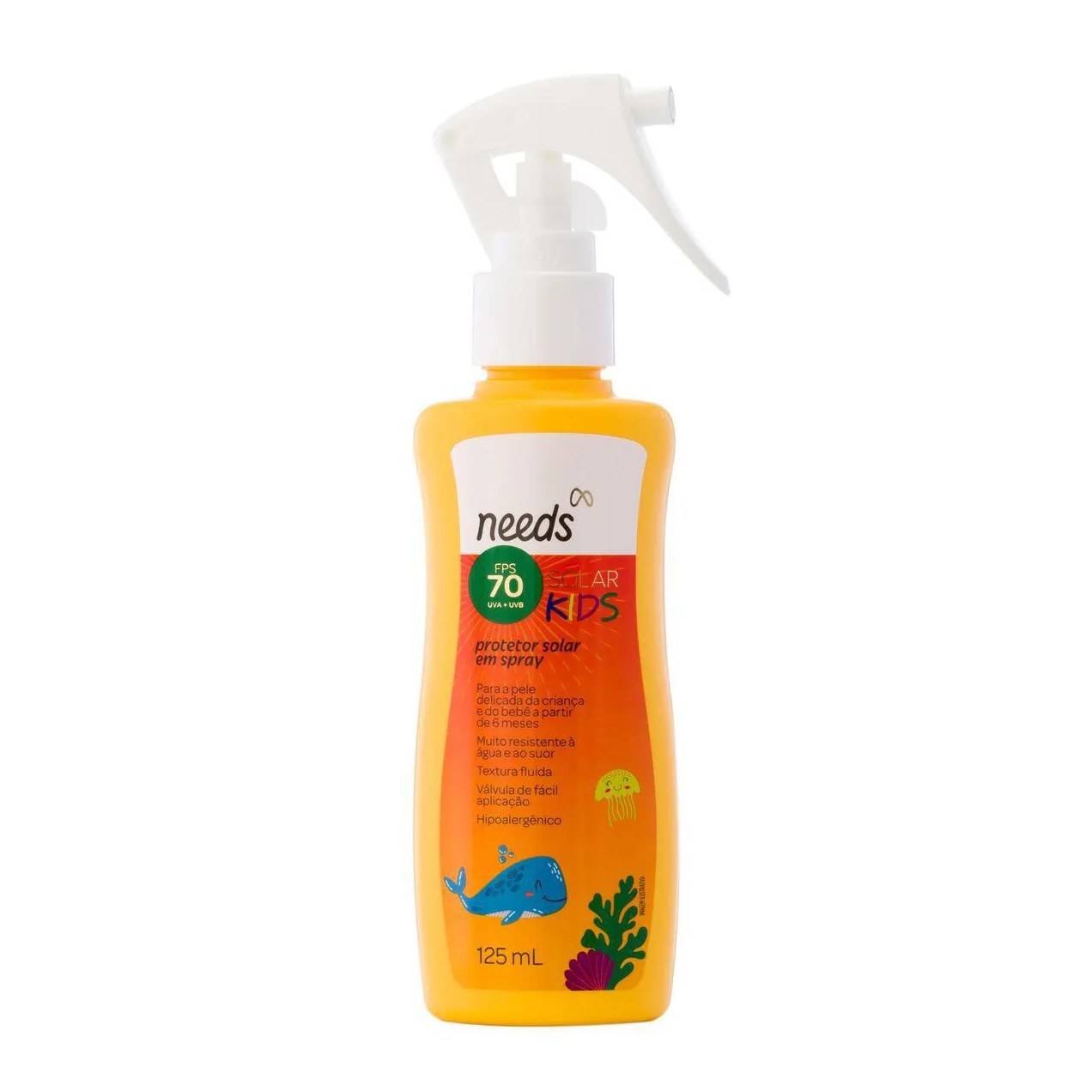 Protetor Solar Infantil FPS 70 Needs Solar Kids Spray 125ml
