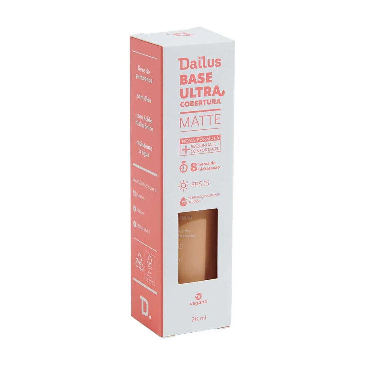 Base Líquida Dailus Ultra Cobertura Matte 28ml - D6 Médio