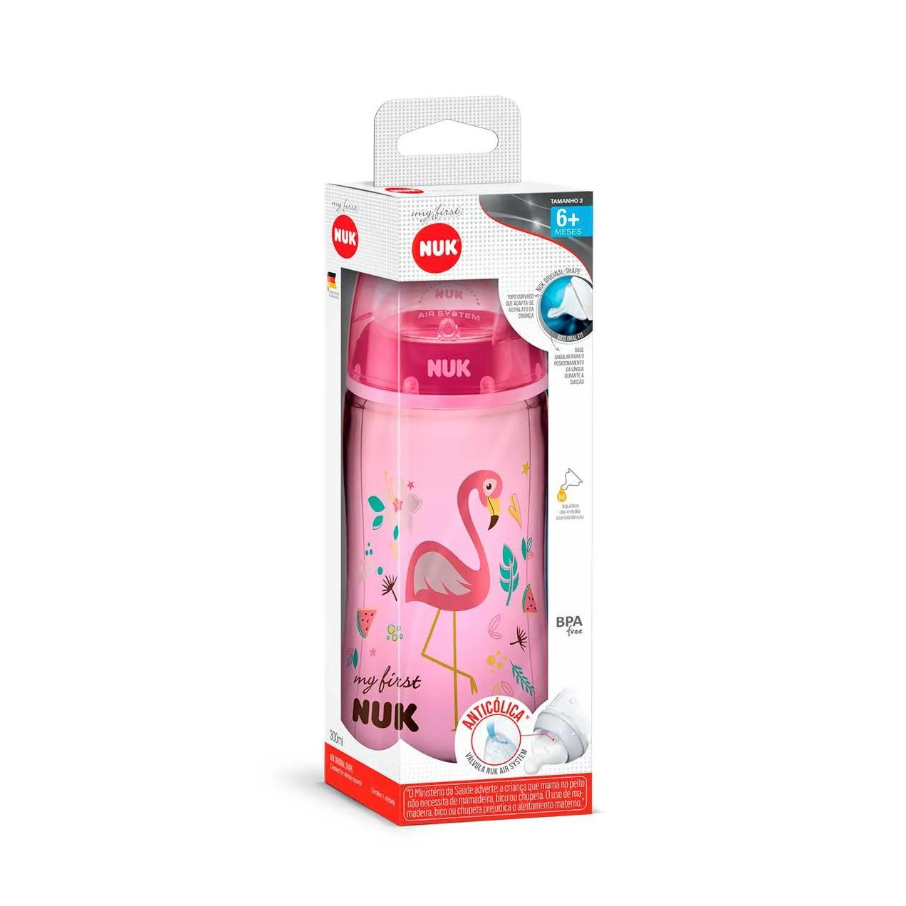 Mamadeira NUK Essence Smart Flow Girl S2 com 270ml - 1 unidade