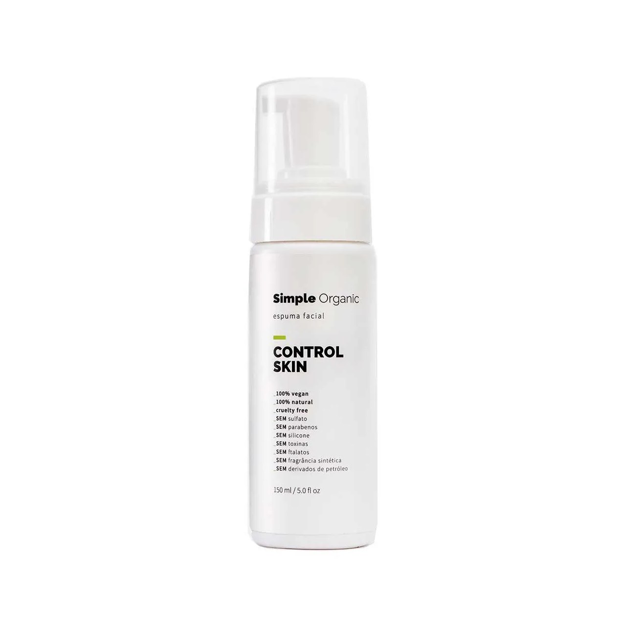 Espuma de Limpeza Facial Simple Organic Control Skin com 150ml