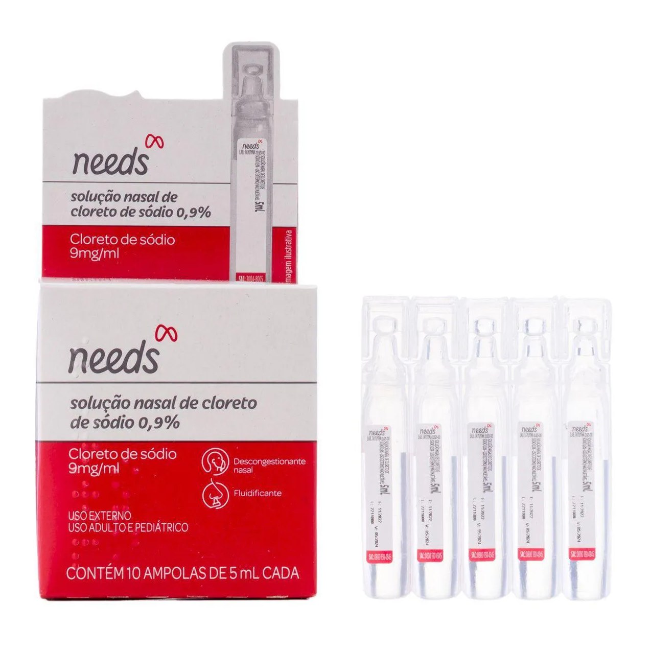 Soro Fisiológico Cloreto de Sódio 0,9% Needs 10 Ampolas de 5ml