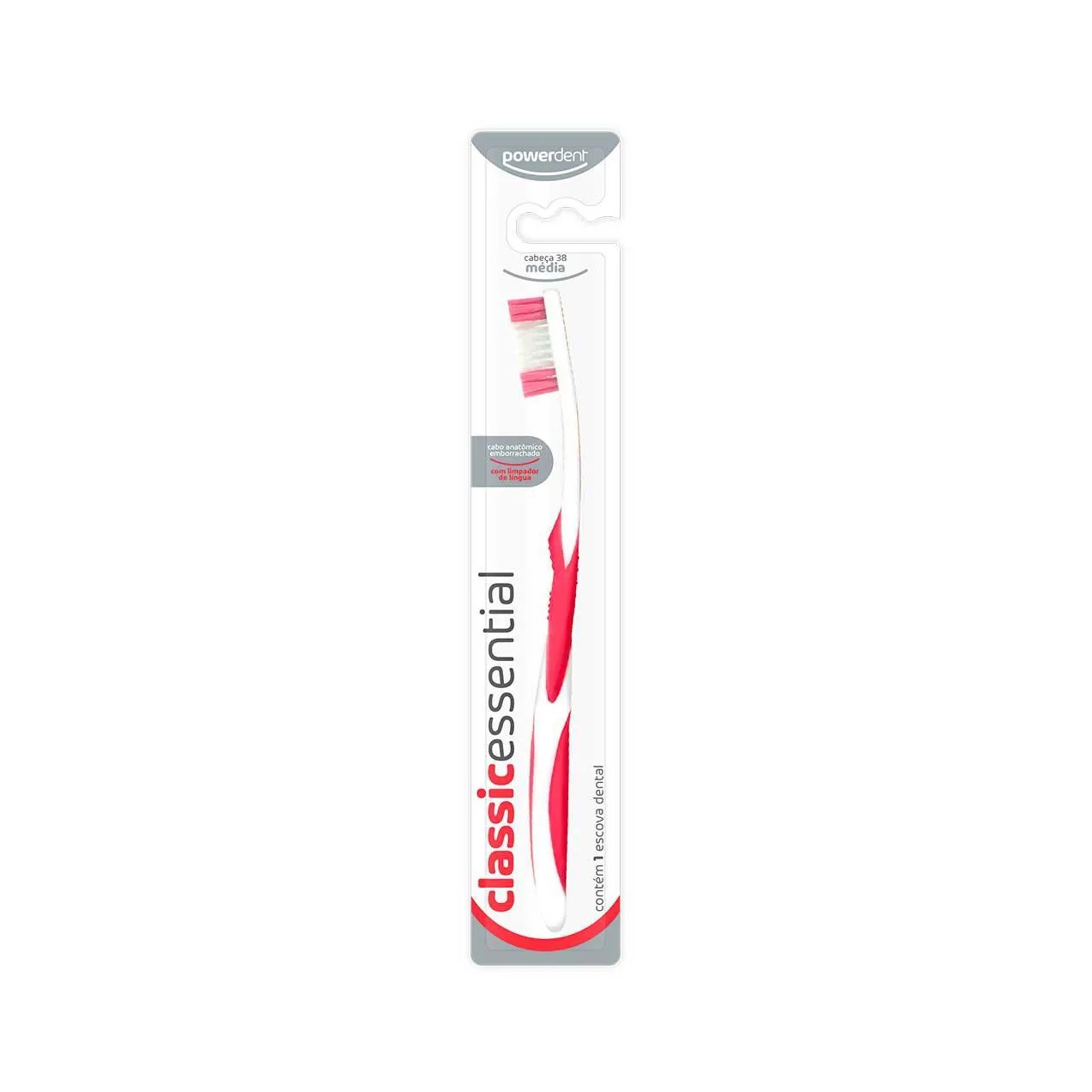 Escova de Dente Powerdent Classic Essential Média com 1 Unidade