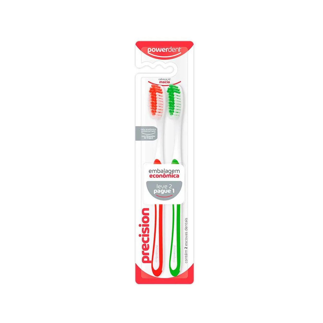 Escova de Dente Powerdent Precision Macia com 2 Unidades