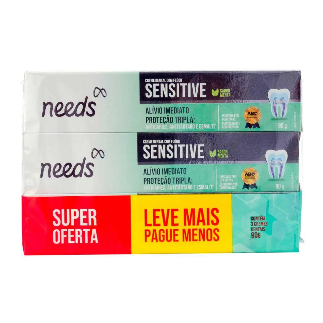 Creme Dental Needs Sensitive Menta 70g 3 unidades