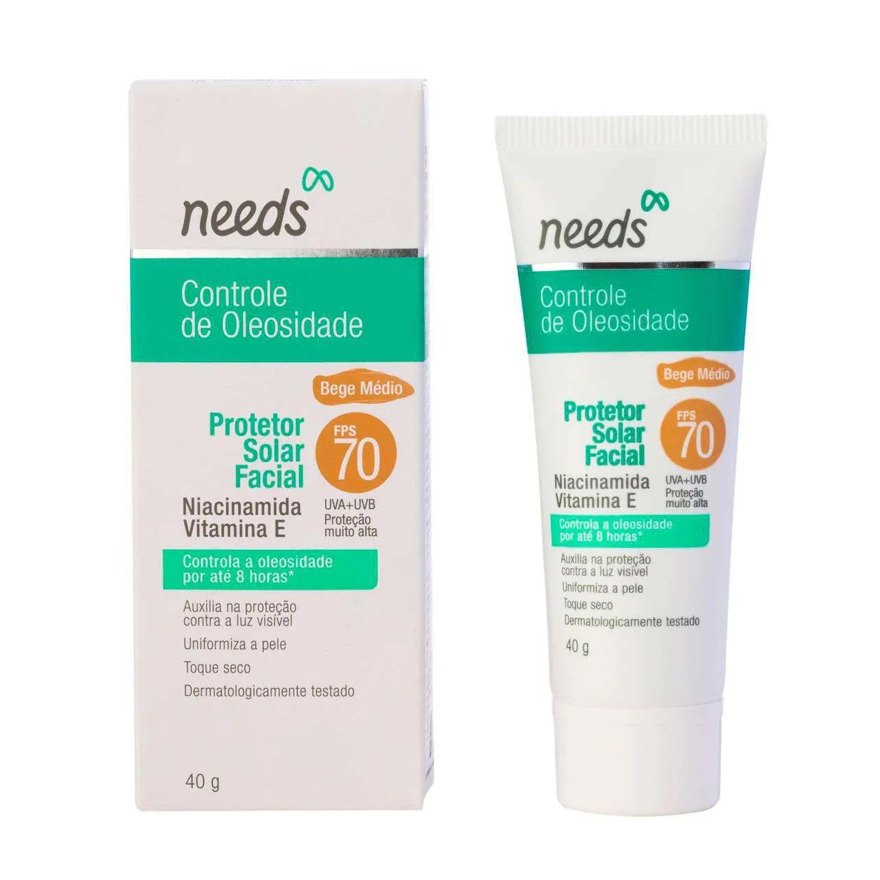 Protetor Solar Facial Needs Controle de Oleosidade Bege Médio FPS 70 40g