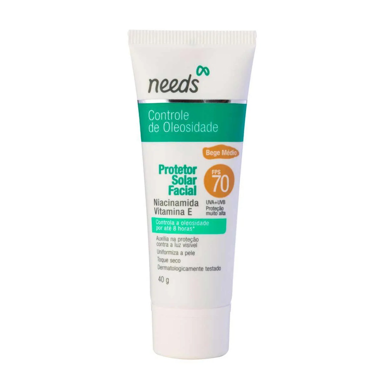 Protetor Solar Facial Needs Controle de Oleosidade Bege Médio FPS 70 40g