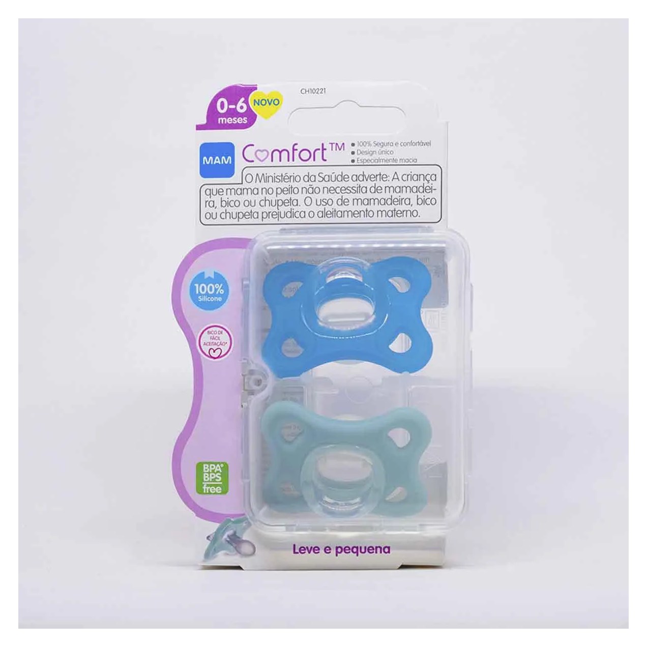Chupeta MAM Comfort Azul e Neutra - 2 Unidades