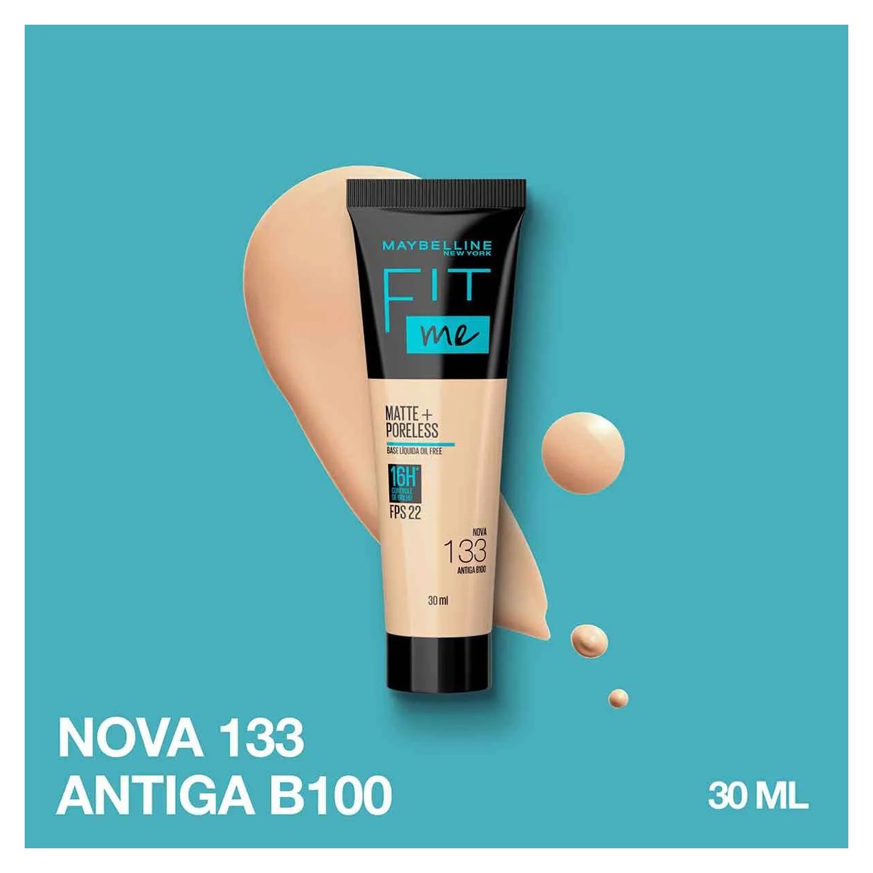 Base Líquida Maybelline NY Fit Me Matte FPS 22 30ml - 133