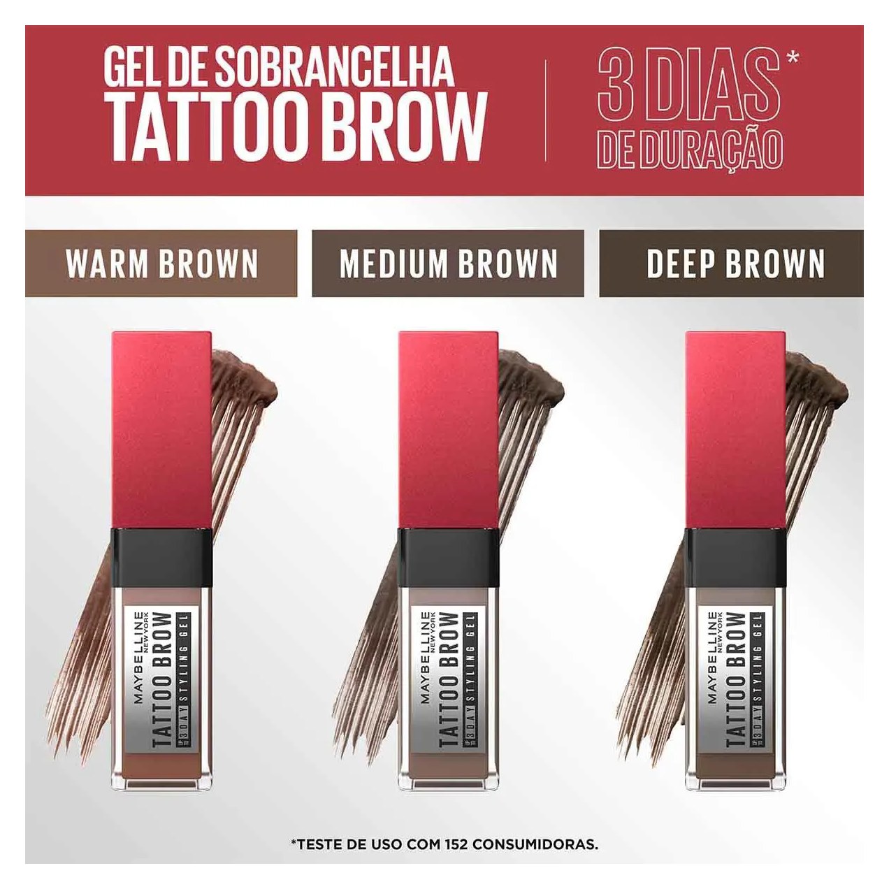 Gel de Sobrancelha Maybelline NY Tattoo Brow 3 Dias Deep Brown 5ml