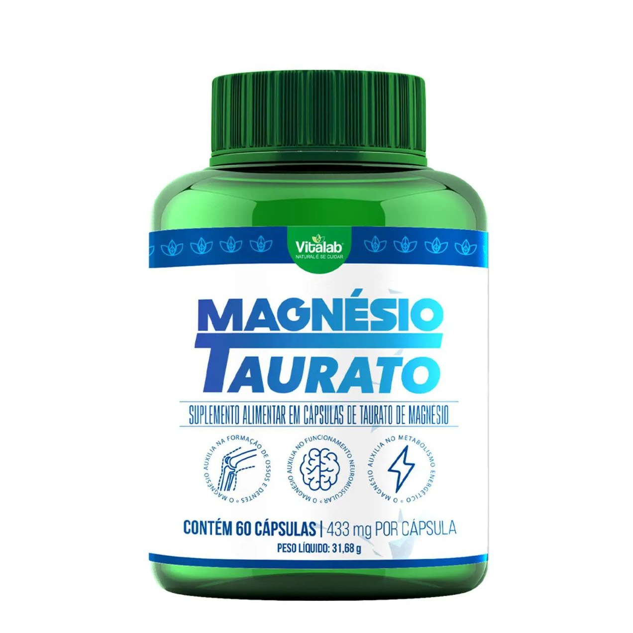 Taturato de Magnésio Vitalab 60 cápsulas