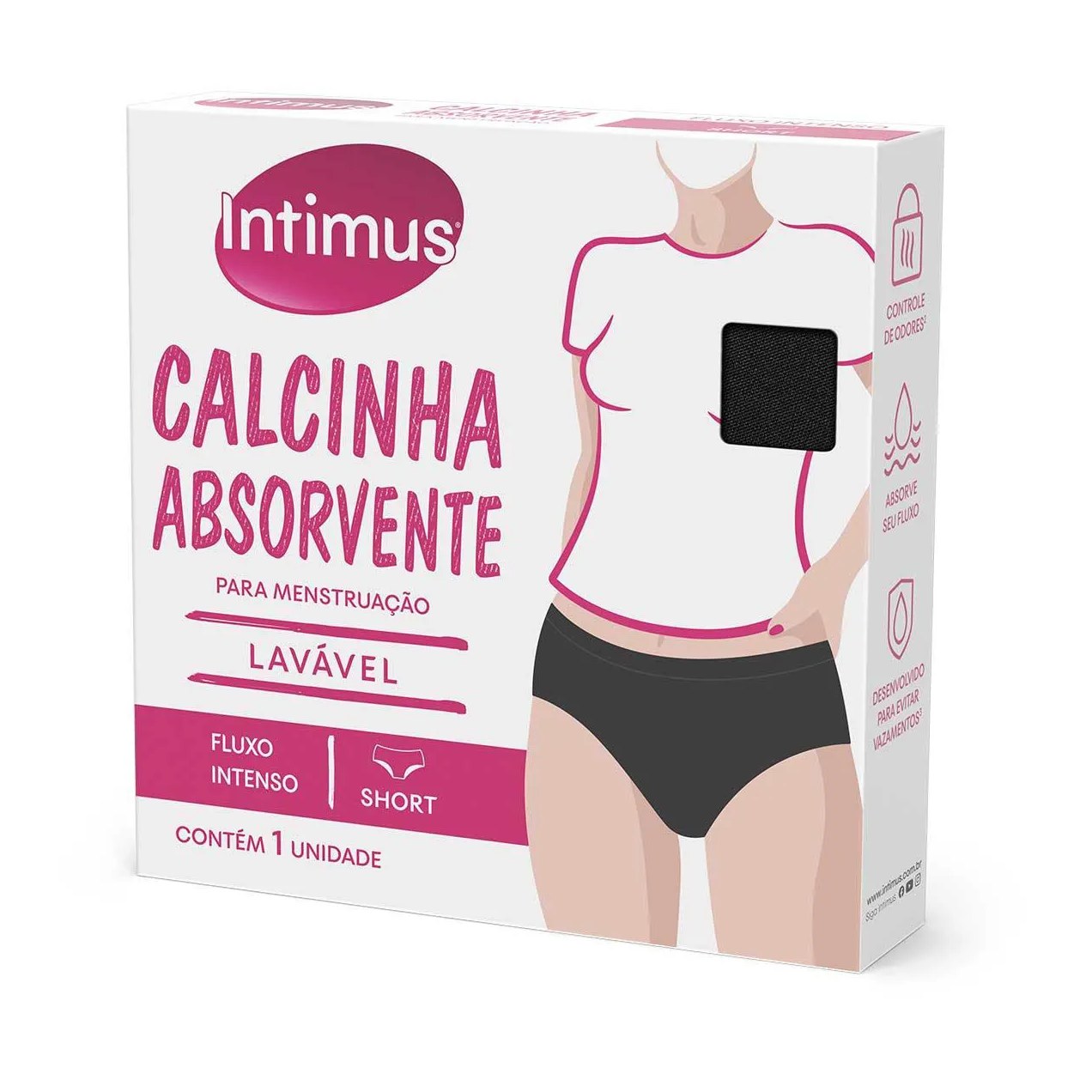 Calcinha Absorvente Menstrual Intimus Short Lavável Fluxo Intenso XG 1 unidade