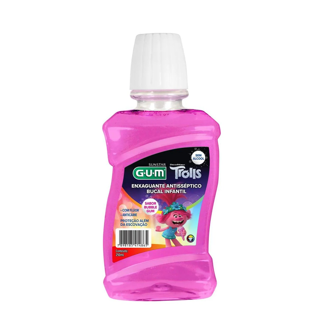 Enxaguante Bucal Infantil GUM Trolls Antisséptico Sem Álcool 250ml