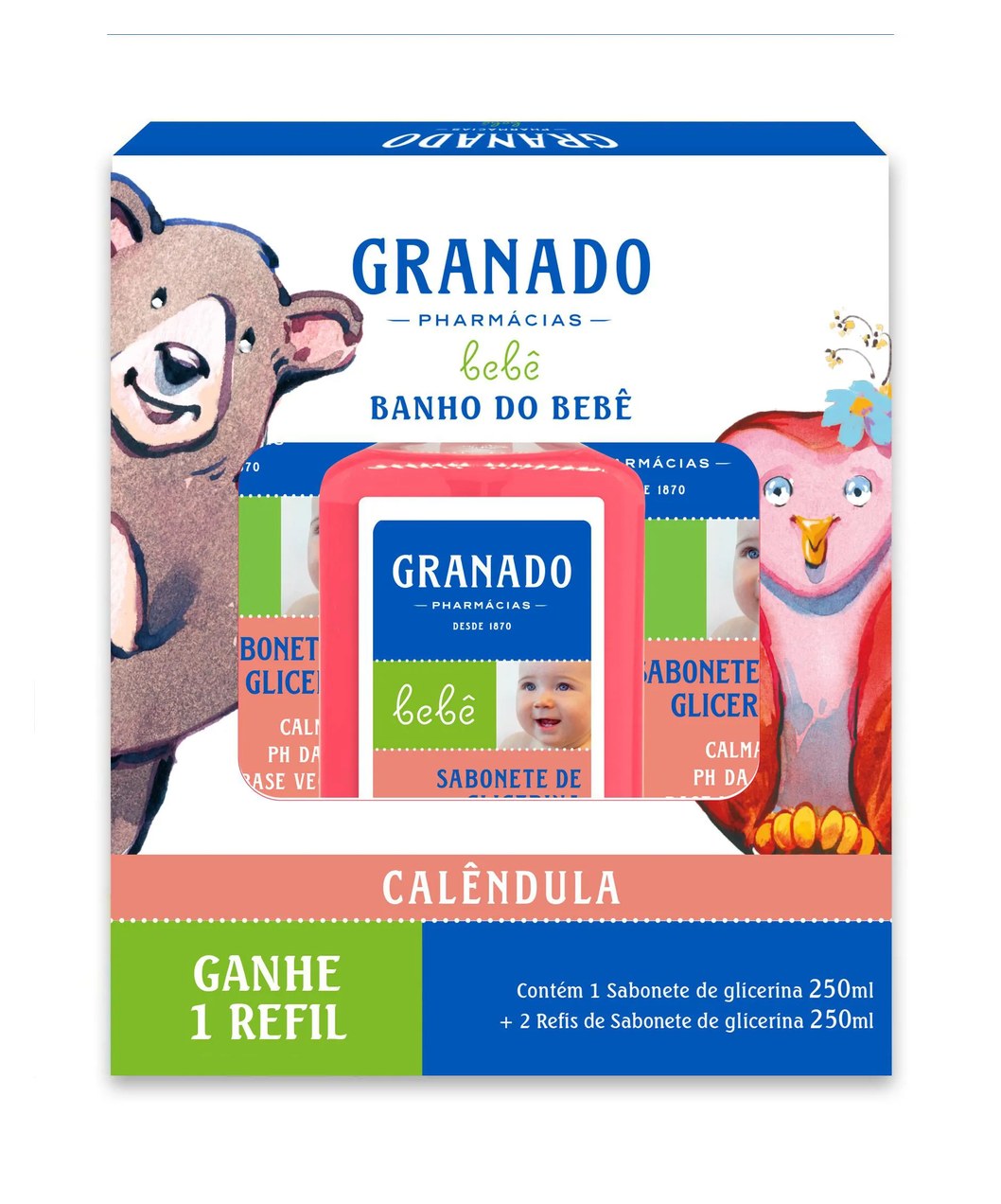 Kit Banho Granado Bebê Calêndula 3 Sabonetes Líquidos