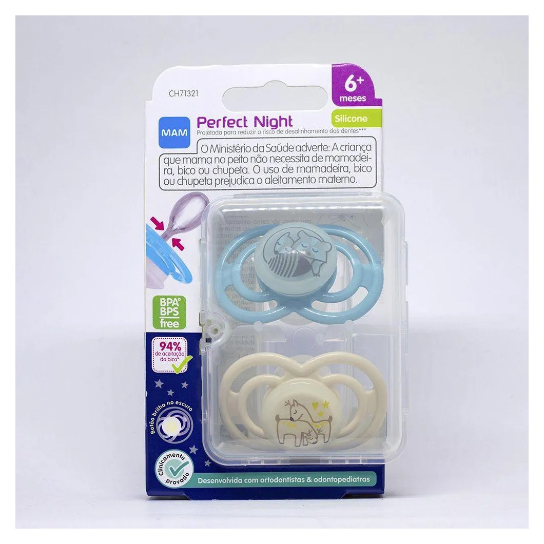 Kit Chupeta MAM Perfect Night Bichinhos Tamanho 2 - maiores de 6 meses Cores Sortidas 2 unidades