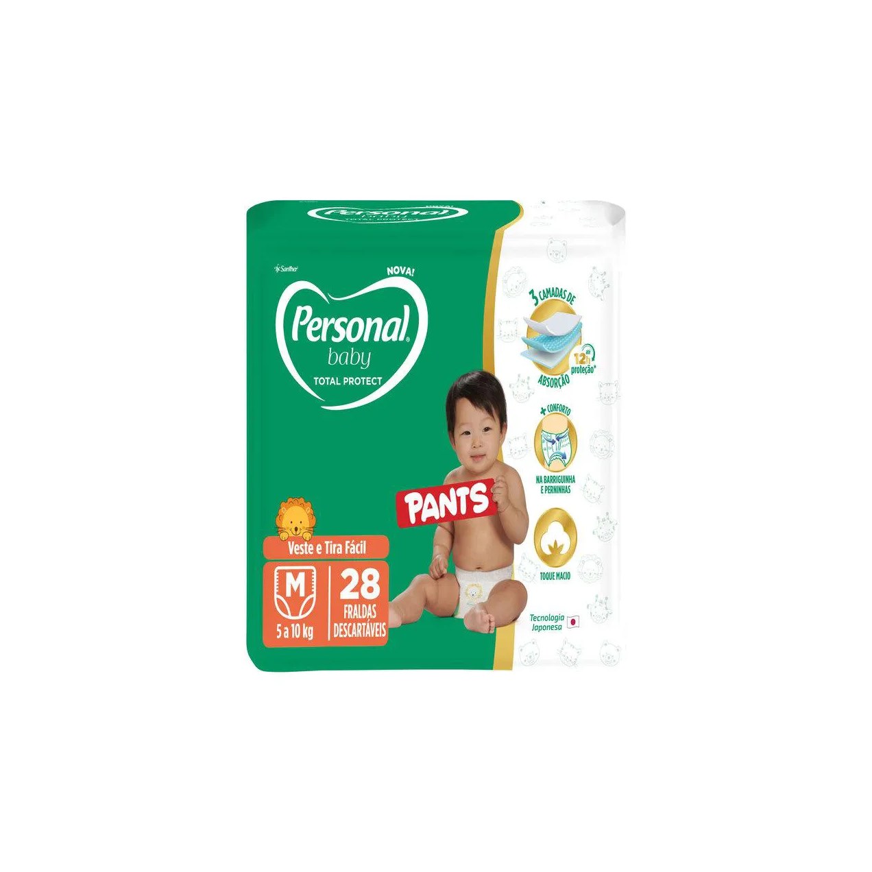 Fralda Calça Personal Baby Total Protect Pants M 28 unidades